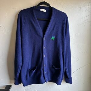 Vintage Ben Hogan Blue Cardigan Sweater Classic Preppy Eclectic Grandpa Core XL